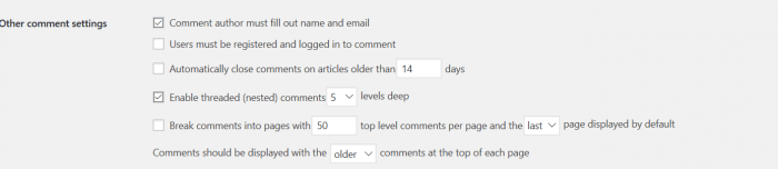 other comment settings