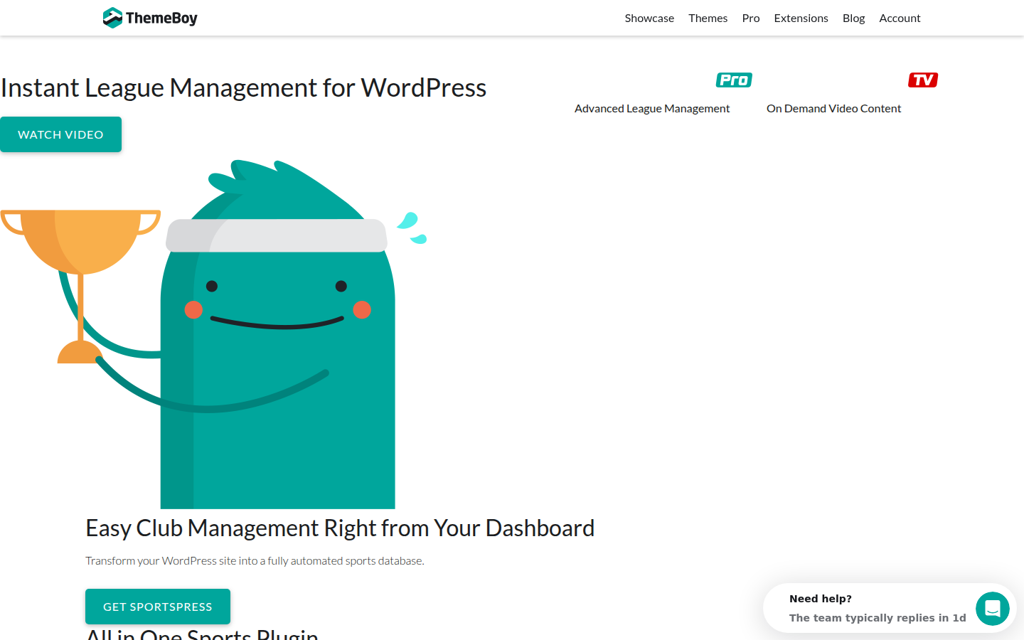 ThemeBoy SportsPress WordPress plugin marketing page