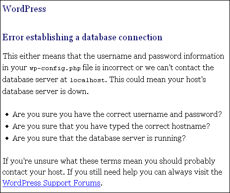 error database connection