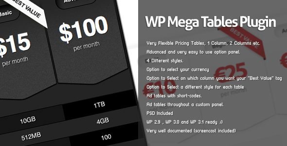 Premium Pricing Tables Plugin Premium Pricing Tables Plugin