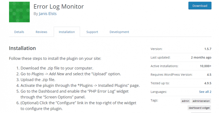 Error Log Monitor WordPress Error Notification Plugin