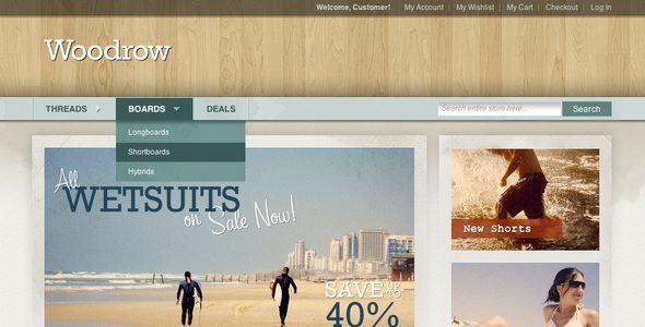 Woodrow Customizable Magento Theme