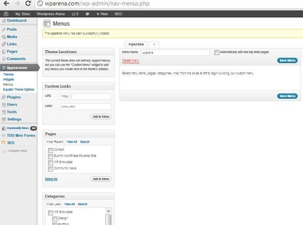 WordPress Menus Management