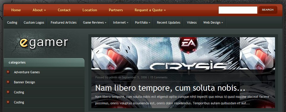 Egamer WordPress theme