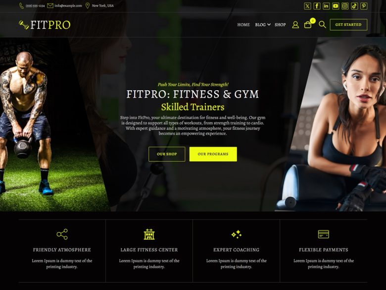 Fitness and Gym WDA fitness WordPress themes screenshot
