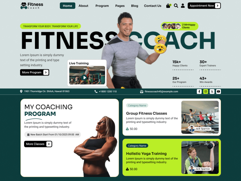 Fitness Gym Coach fitness WordPress themes screenshot