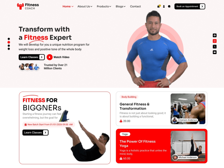 Fitness Instructor fitness WordPress themes screenshot