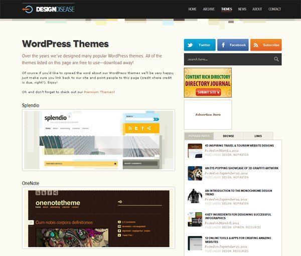 Design Disease: Free WordPress Themes