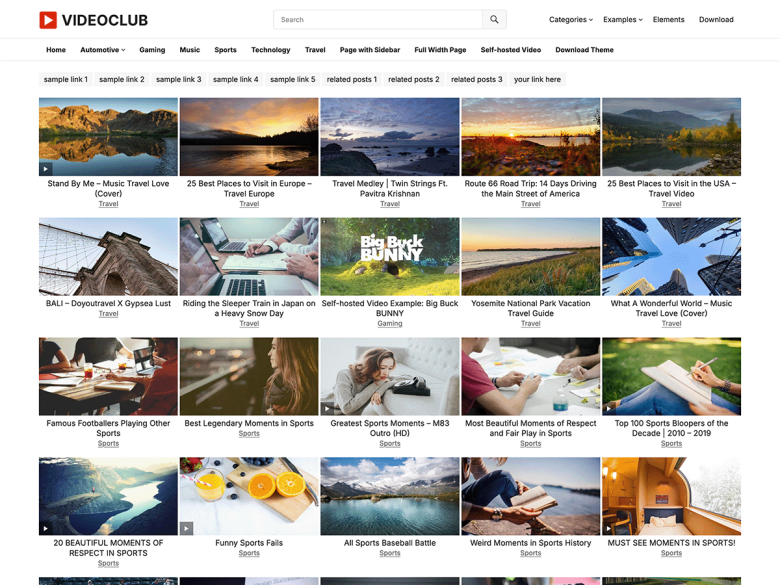 VideoClub WordPress video themes screenshot
