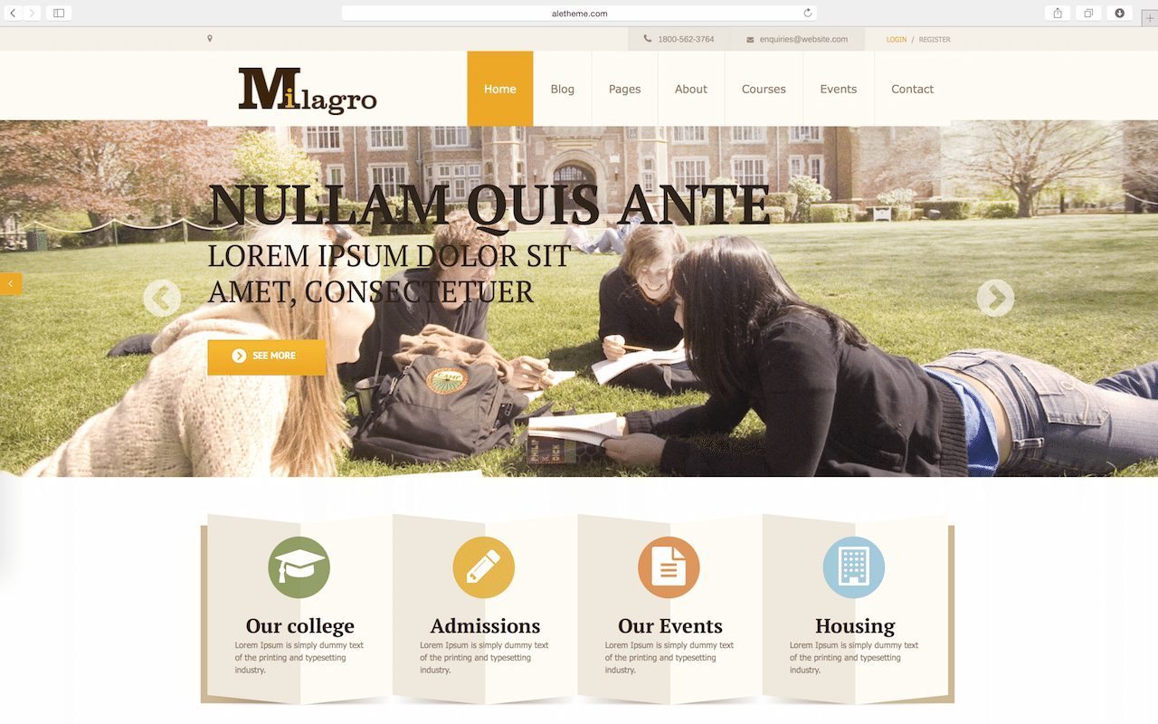 Milagro - Learning and Courses WordPress Theme Milagro - Learning Management System LMS WordPress Themes