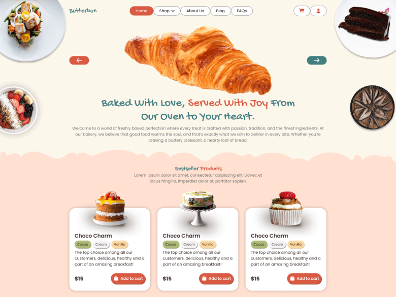 Bakery Patisserie Shop bakery WordPress themes screenshot