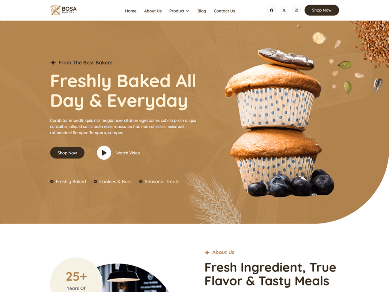 Bosa Bakery bakery WordPress themes screenshot