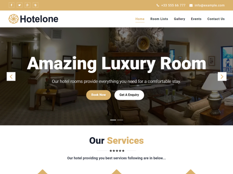 Hotelone hotel themes screenshot