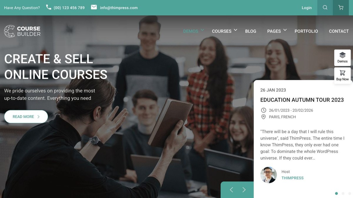 Course Builder LMS WordPress theme preview