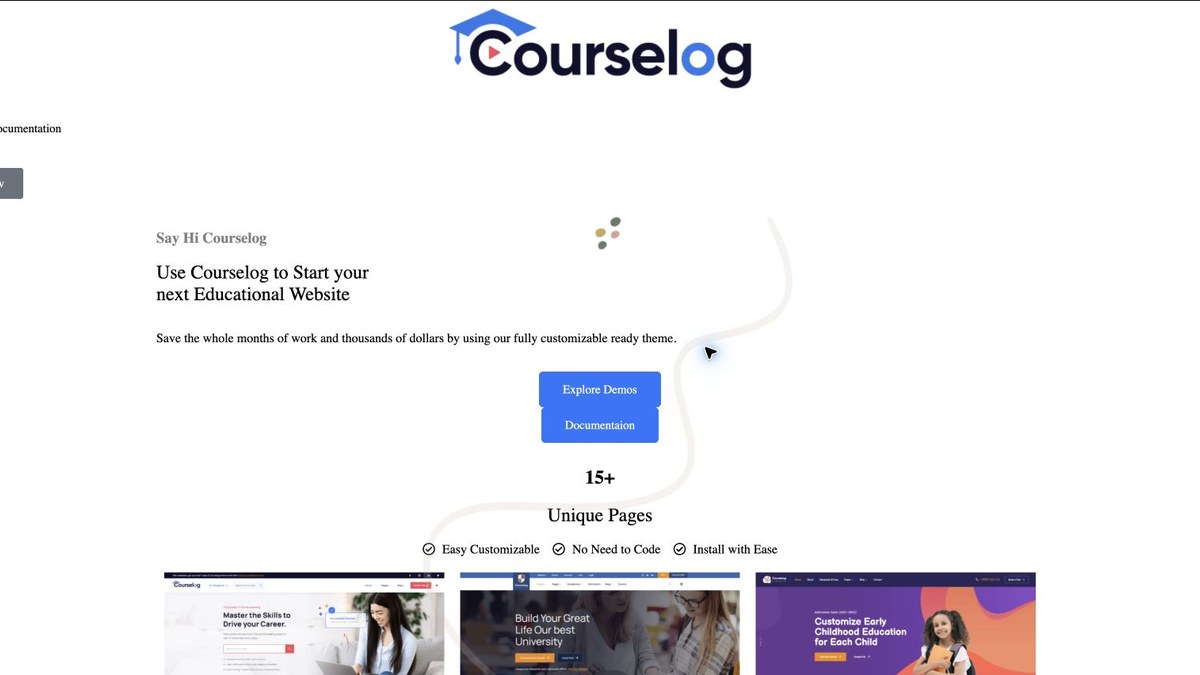 Courselog education WordPress theme preview