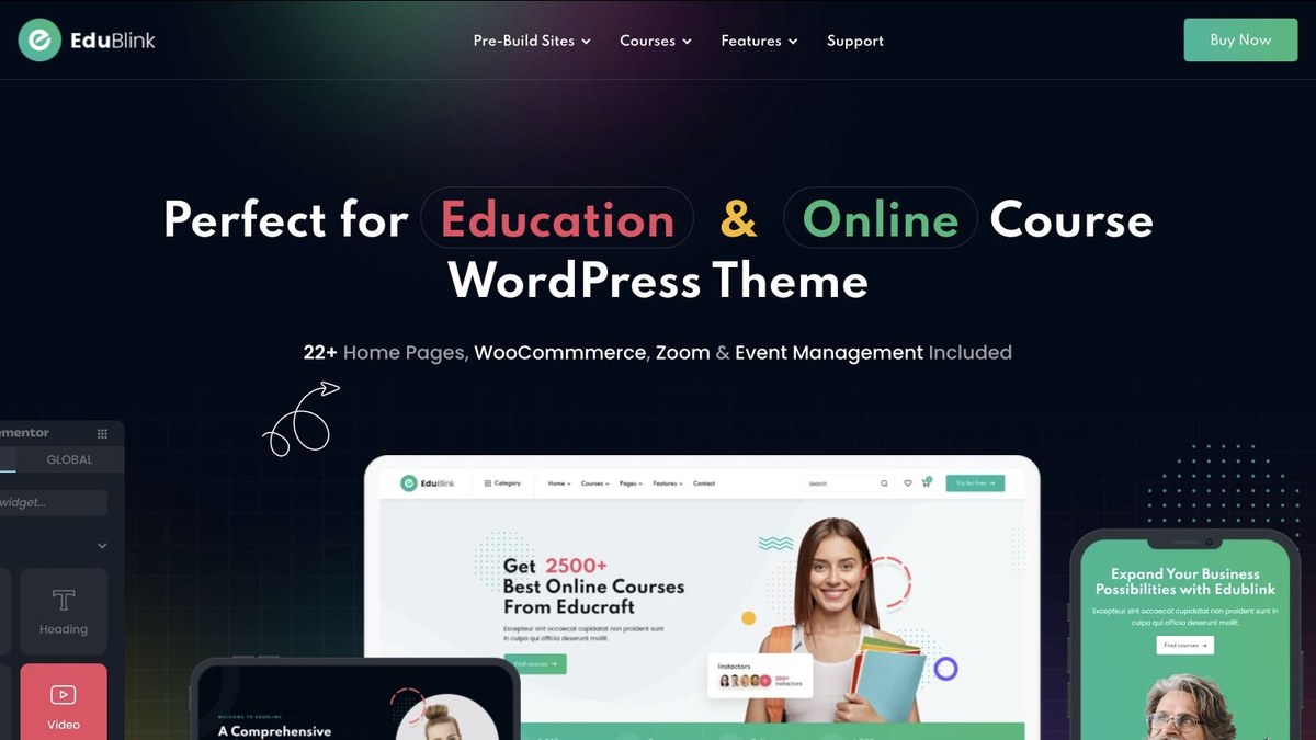 EduBlink education and online course WordPress theme preview