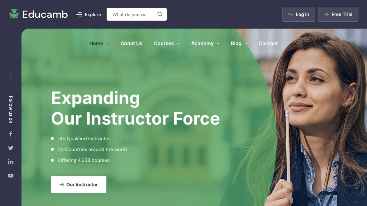 Educamb LMS education WordPress theme preview