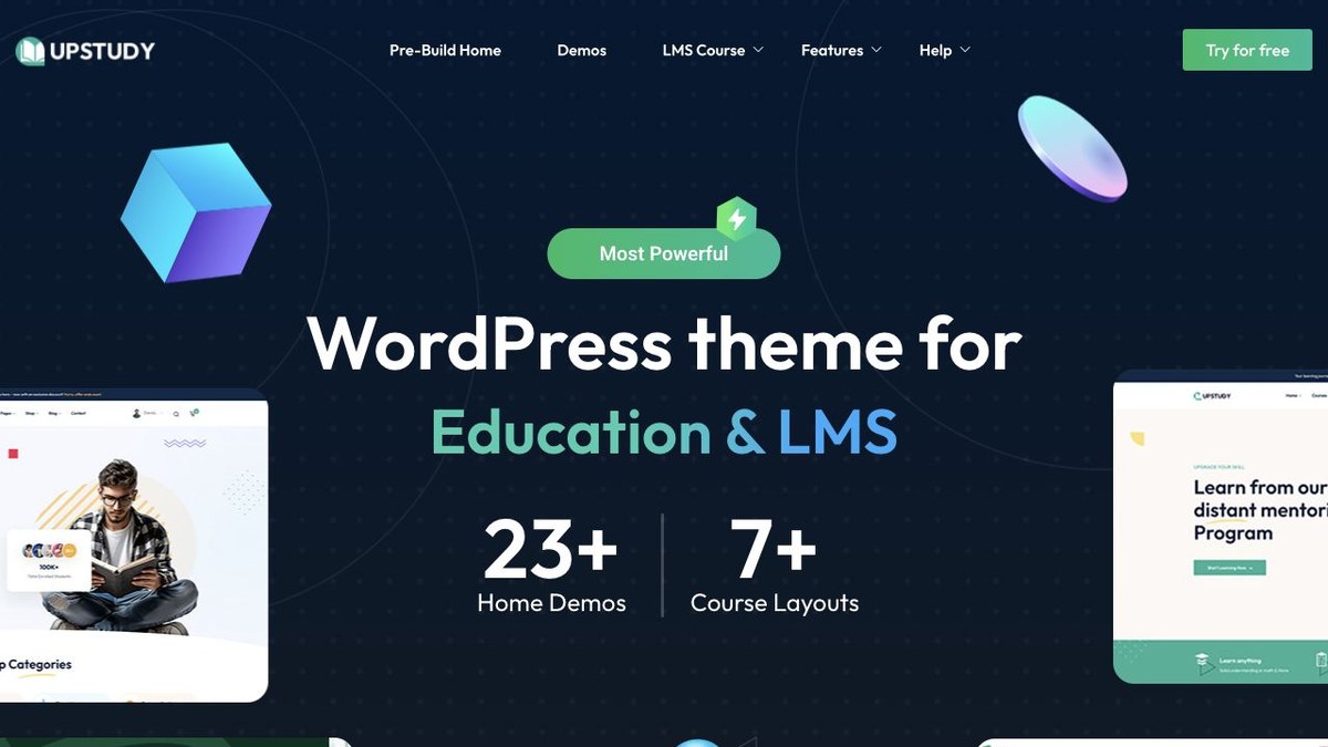 UpStudy education WordPress theme preview