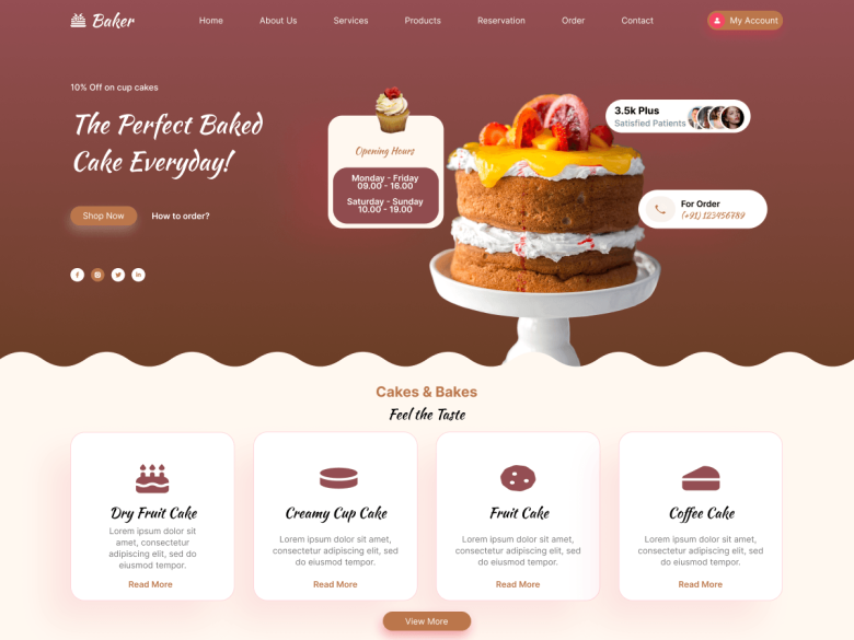 Modern Bakery Shop bakery WordPress themes screenshot