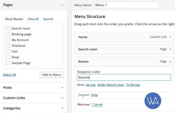 woocommerce menu structure