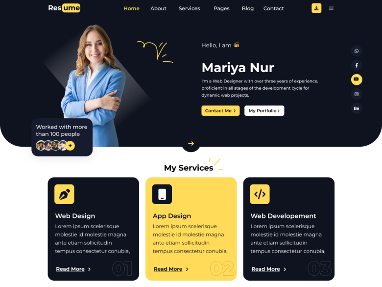 CV Resume Portfolio WordPress resume themes screenshot