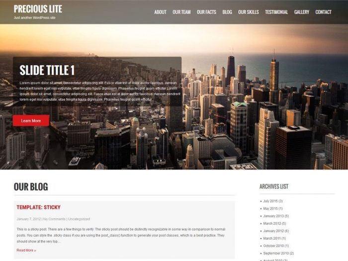 Free WordPress Hotel Theme - Precious Lite