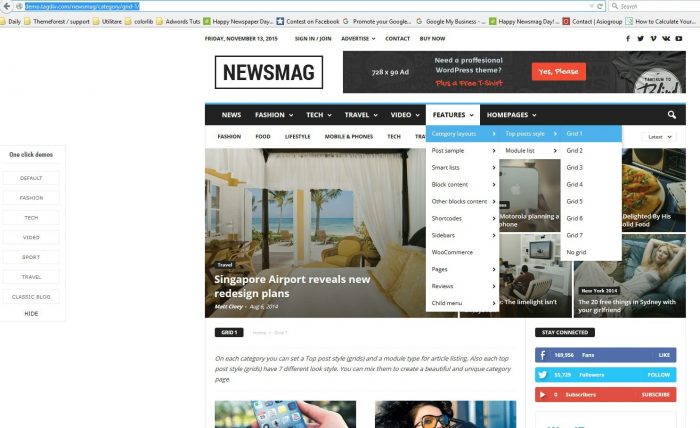 Newsmag theme grid layout