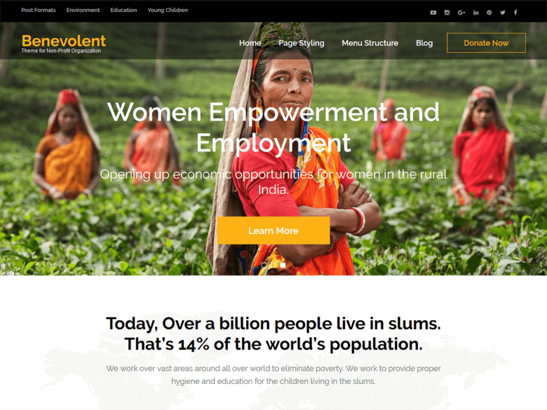 Benevolent charity themes screenshot