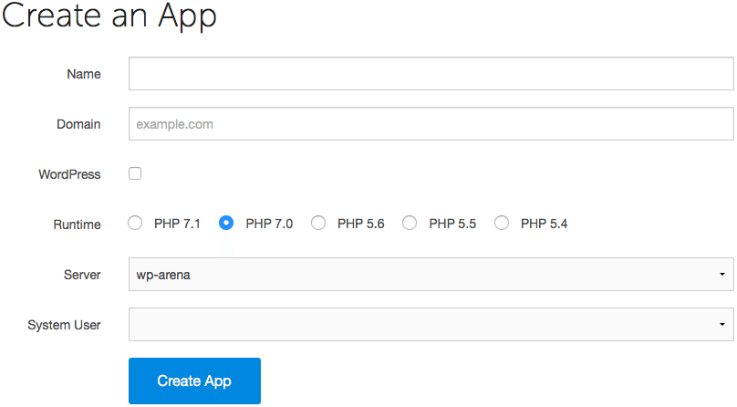 create app from serverpilot