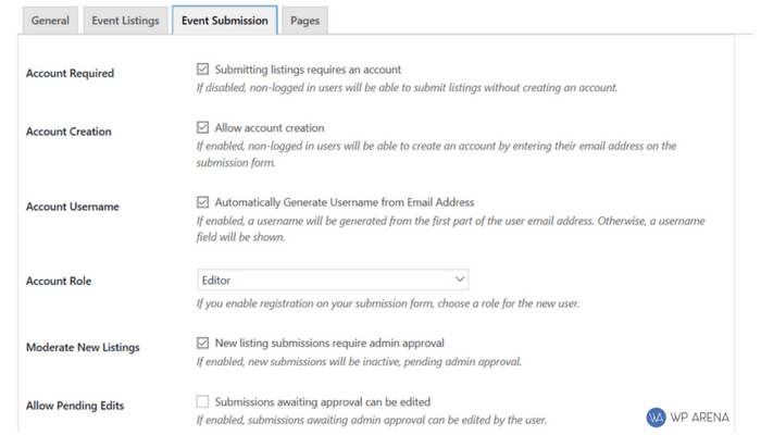 Submission Settings