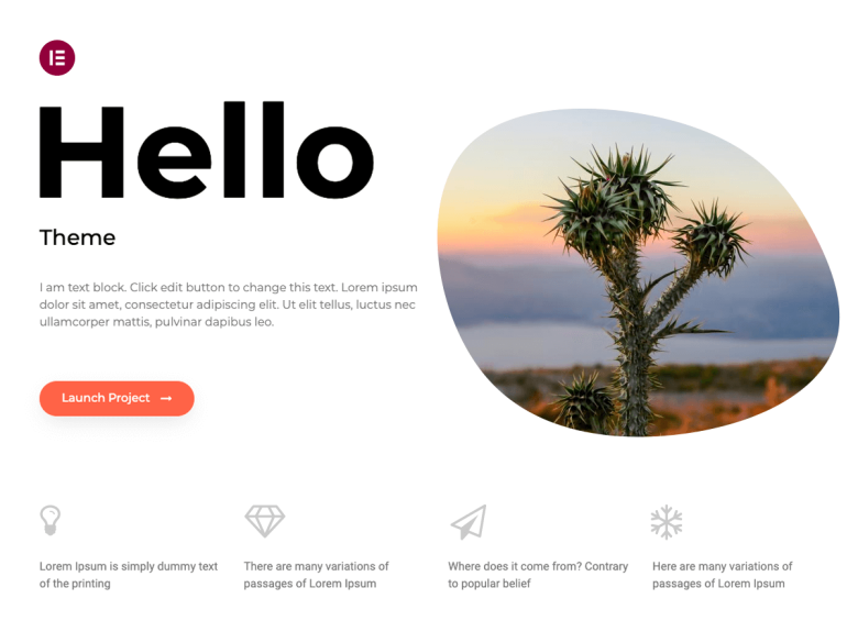 Hello Elementor responsive WordPress theme screenshot