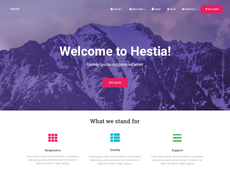 Hestia responsive WordPress theme screenshot