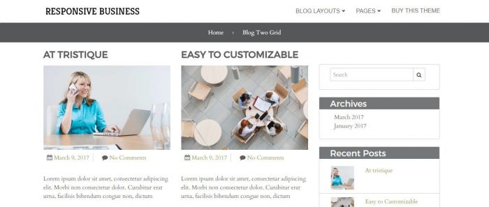 Responsive Business Theme Review 10 Responsive Business Theme Blog Two Grid