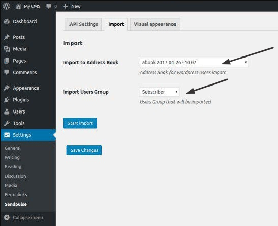 SendPulse Import Users