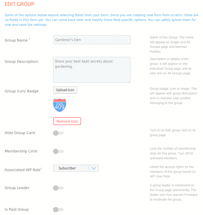 ProfileGrid: Review of Edit Group Settings