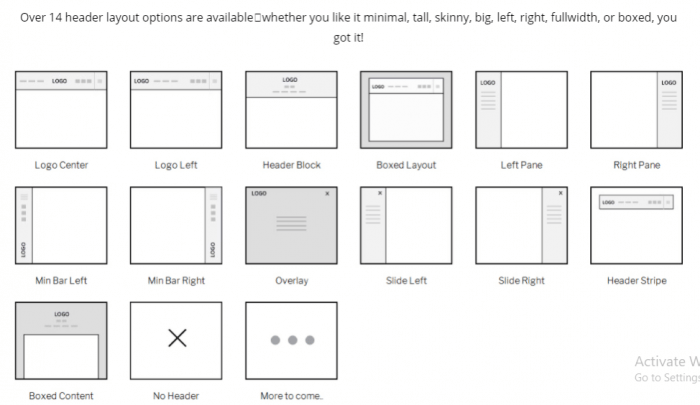 Header Layout options