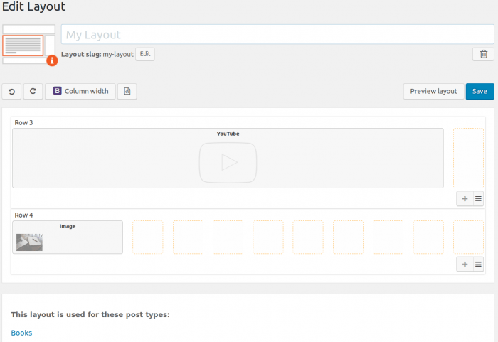 Toolset Layouts edit screen