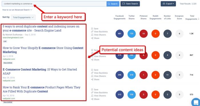 BuzzSumo Content Search