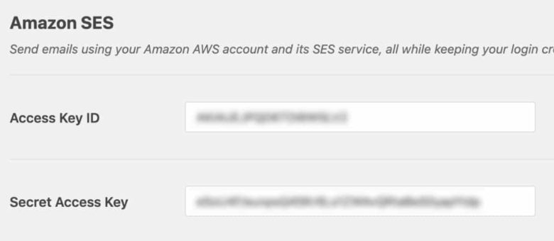 Add access keys for Amazon SES in WP Mail SMTP