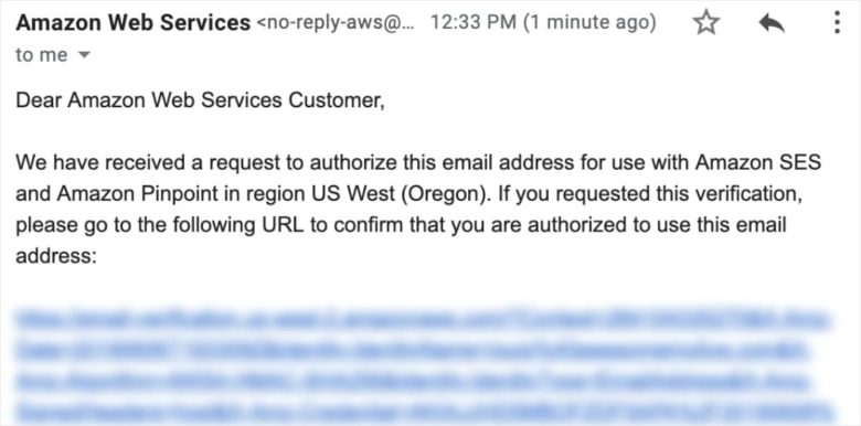 Email verification for Amazon SES smtp