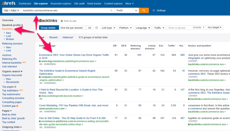 ahrefs backlinks