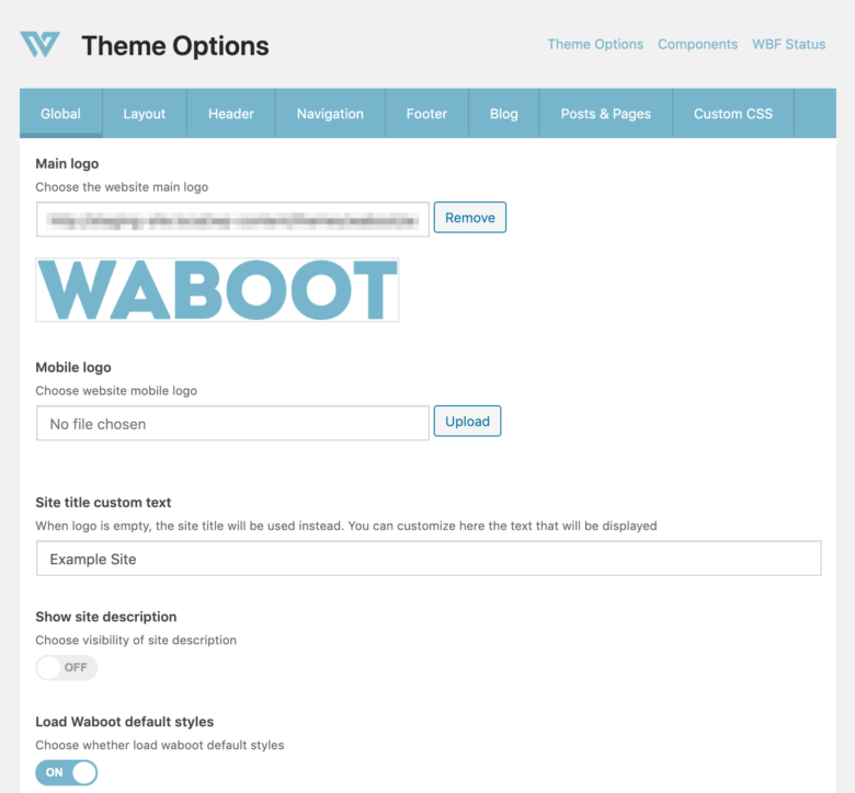 theme options in waboot