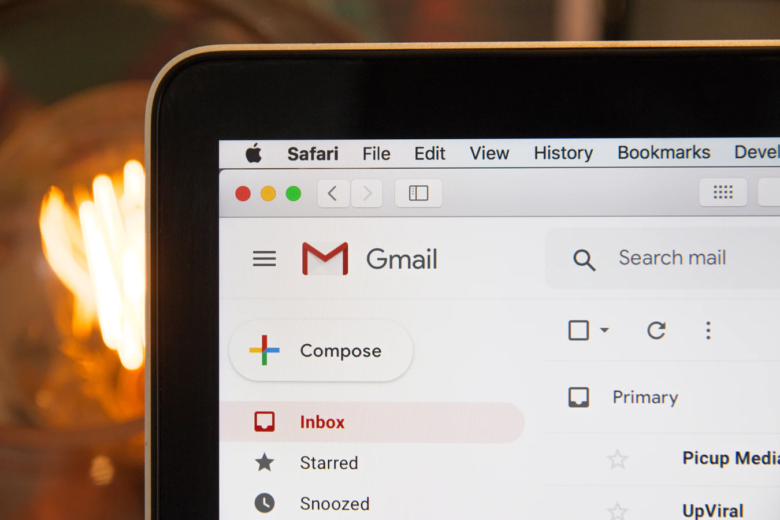 A photo of MacBook with Gmail open in Safari