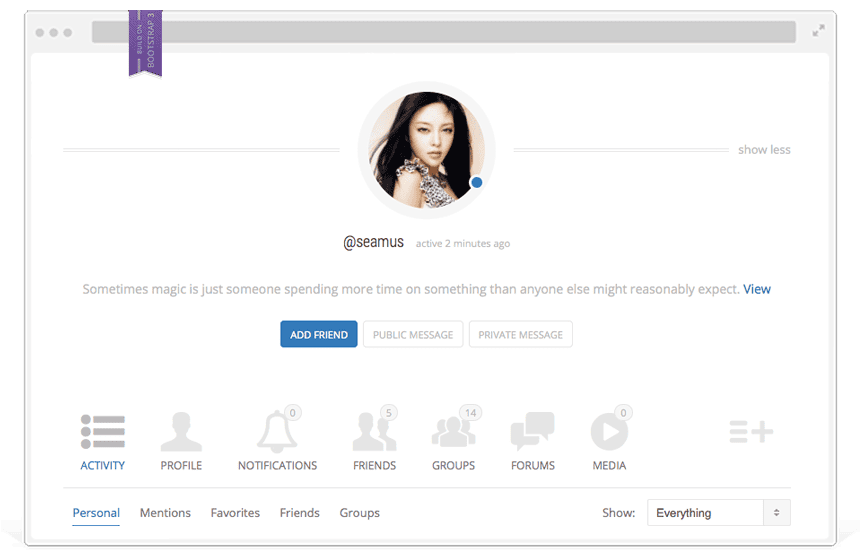 KLEO BuddyPress WordPress theme member profile preview