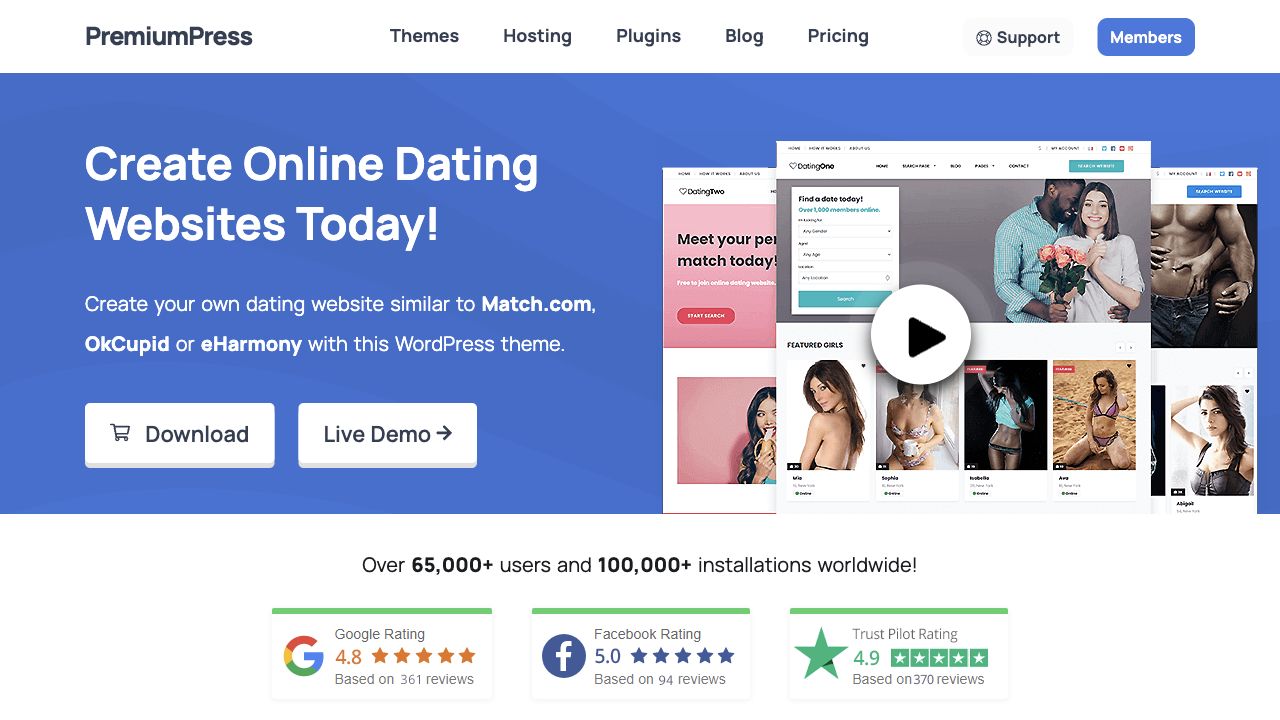 PremiumPress WordPress dating theme demo preview