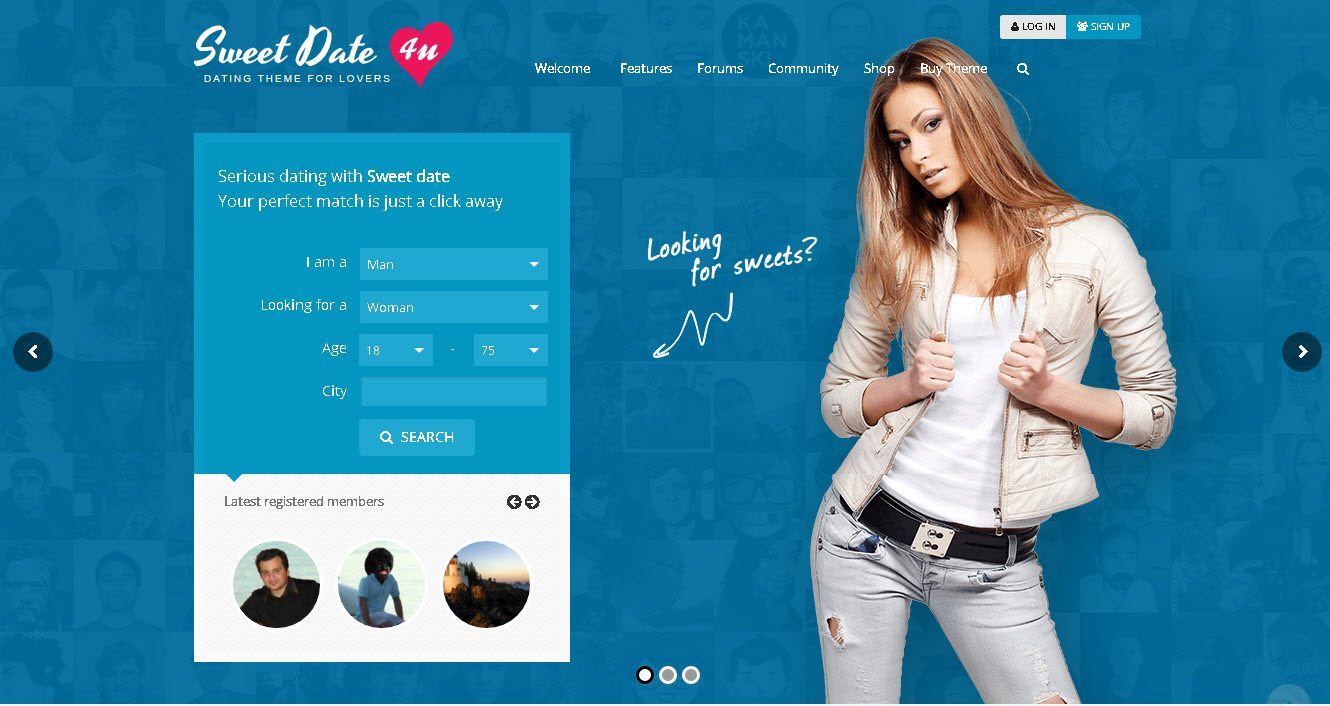 Sweet Date WordPress dating theme demo preview