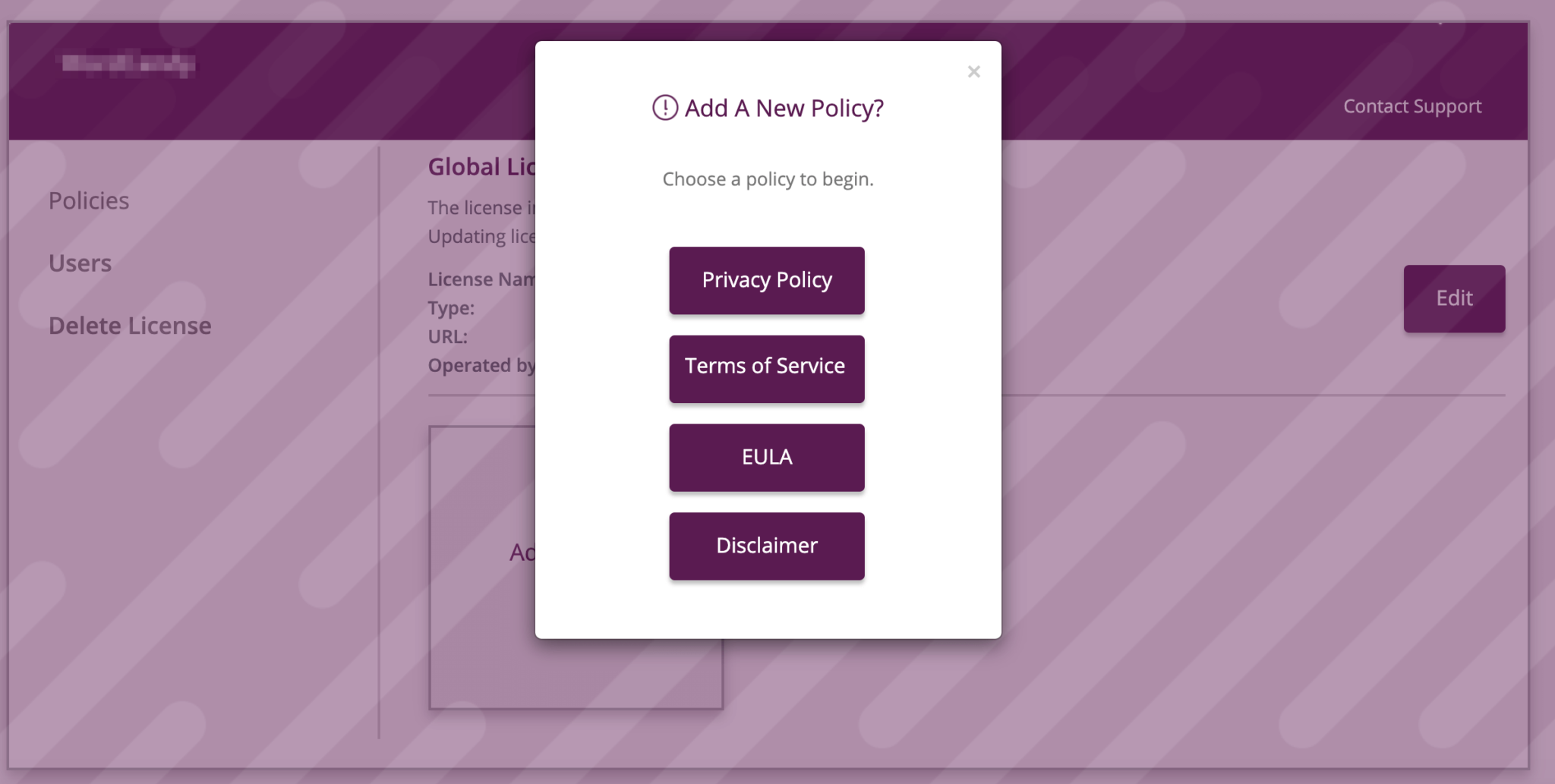 Add new policy page