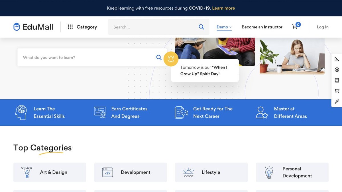 EduMall education WordPress theme preview