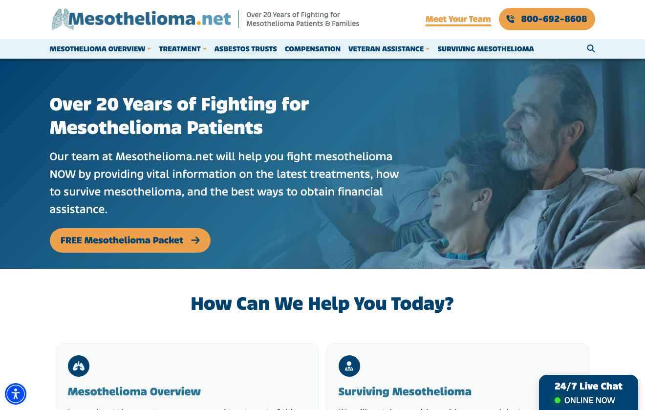 Mesothelioma.net visual hierarchy layout